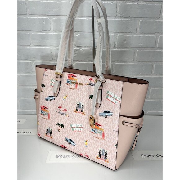 Michael Kors tote gilly large leather bag MK signature bag Light Powder Blush - Picture 3 of 9